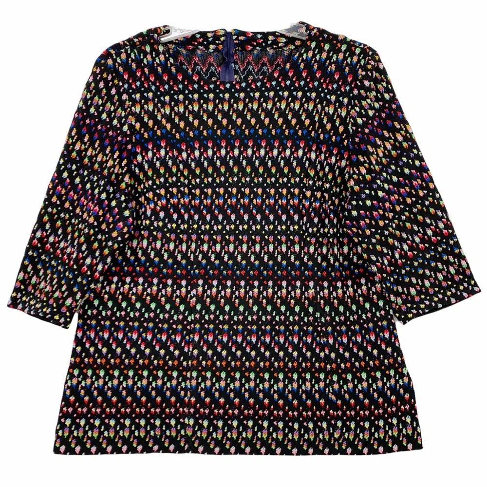 Vintage Handmade Black Zipper Back Shirt with Rainbow Colors Detailing - Picture 1 of 8